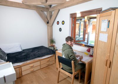 Student in his accommodation at Brockwood Park School