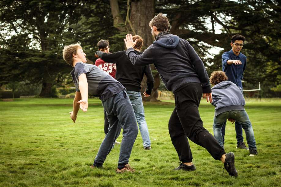 Students in physical education class at Brockwood Park School