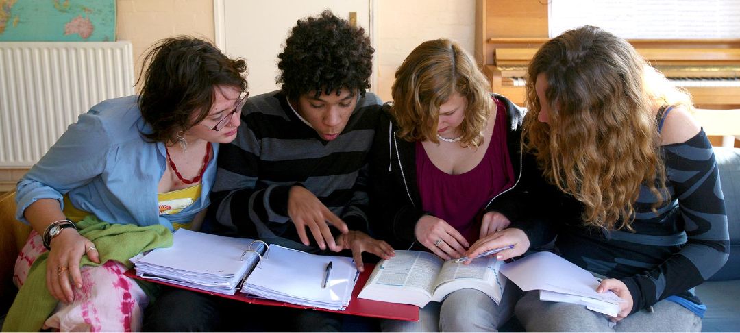 Brockwood Park School students studying together
