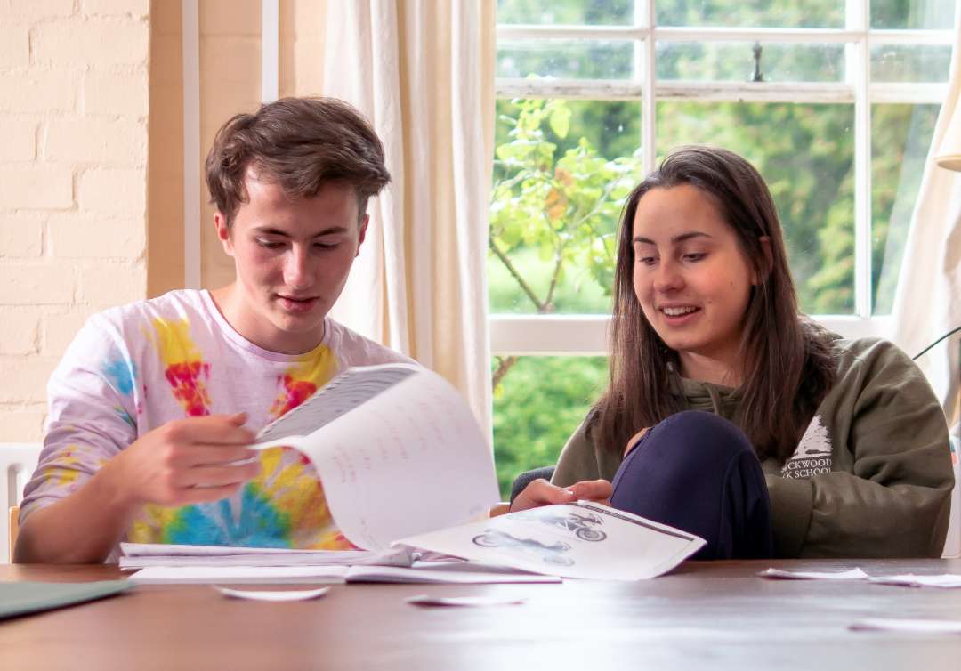 Brockwood Park School students studying together