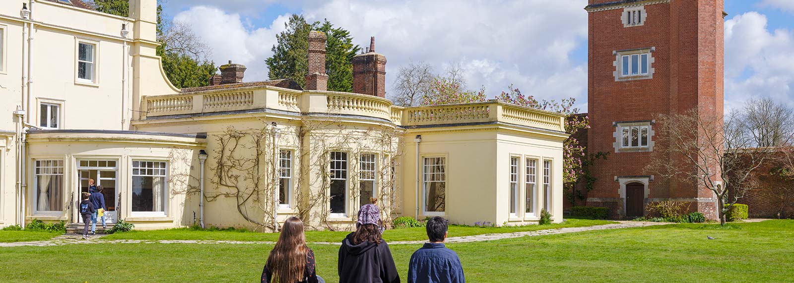A broad view of the rose garden at Brockwood Park