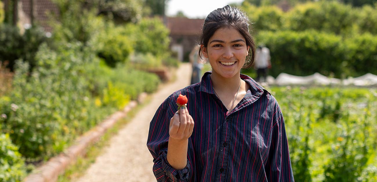 A group of Brockwood Park School students outdoors